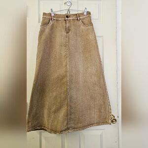Style J Tan Colored Denim Maxi Skirt, Size 10